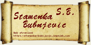 Stamenka Bubnjević vizit kartica